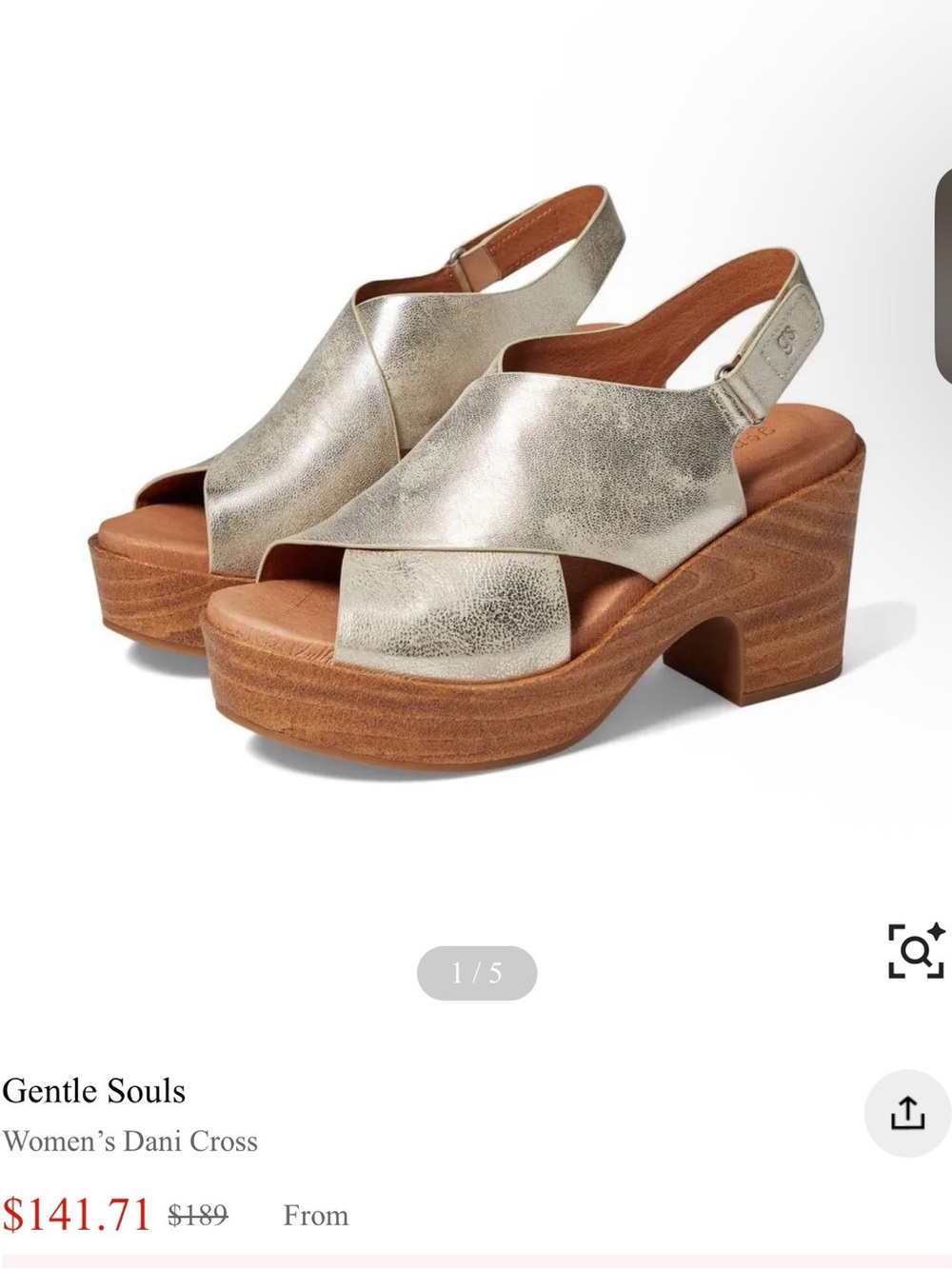 Gentle Souls by Kenneth Cole Metallic Leather Crossover Platform Sandals